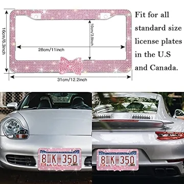 OTOSTAR Bling License Plate Frame with Ribbon Bow