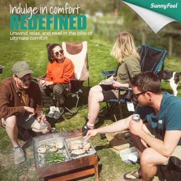 SUNNYFEEL Oversized Heated Camping Chair 2 Pack, Folding Rocking Camping Chairs with Luxury Padded Recliner,Carry Bag, 500 LBS Heavy Duty for Lawn/Outdoor/Picnic/Patio, Portable Rocker Camp Chair