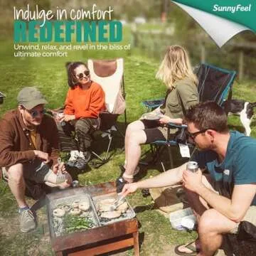 SUNNYFEEL Oversized Heated Camping Chair 2 Pack, Folding Rocking Camping Chairs with Luxury Padded Recliner,Carry Bag, 500 LBS Heavy Duty for Lawn/Outdoor/Picnic/Patio, Portable Rocker Camp Chair