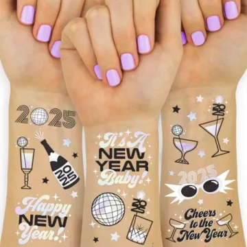 xo, Fetti New Years Eve Party Supplies Tattoos - 42 Foil Styles | Disco NYE Party Favors, Happy New ...