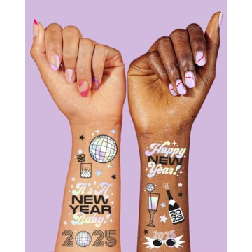 xo, Fetti NYE Temporary Tattoos - Fun 2025 Party Favors