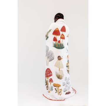 CLEMENTINE KIDS Twin Muslin Throw Blanket (Mushroom)