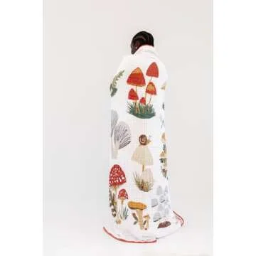 CLEMENTINE KIDS Twin Muslin Throw Blanket (Mushroom)
