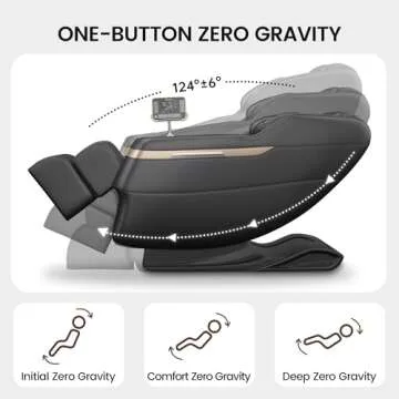 Real Relax 2024 Massage Chair Zero Gravity Full Body Airbags, 8 Fixed Points Massage Rollers with 6 Auto Modes, Bluetooth, Foot Rollers, Heater, Black