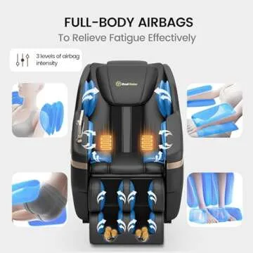 Real Relax 2024 Massage Chair Zero Gravity Full Body Airbags, 8 Fixed Points Massage Rollers with 6 Auto Modes, Bluetooth, Foot Rollers, Heater, Black