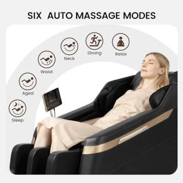 Real Relax 2024 Massage Chair Zero Gravity Full Body Airbags, 8 Fixed Points Massage Rollers with 6 Auto Modes, Bluetooth, Foot Rollers, Heater, Black