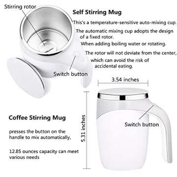 Automatic Magnetic Stirring Coffee Mug, Rotating Home Office Travel Mixing Cup，Funny Electric Stai...