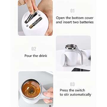 Automatic Magnetic Stirring Coffee Mug, Rotating Home Office Travel Mixing Cup，Funny Electric Stainless Steel Self Mixing Coffee Tumbler, Suitable for Coffee, Milk, Cocoa and Other Beverages……