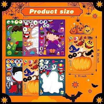 30Pcs Halloween Stickers Party Favors for Kids Toddlers ，Make a Face Stickers Self Adhesive DIY Stickers for Classroom Treats Party Game Treats Goody Bag Filler Stickers (Halloween A)
