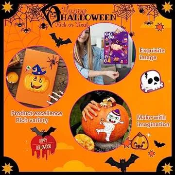 30Pcs Halloween Stickers Party Favors for Kids Toddlers ，Make a Face Stickers Self Adhesive DIY Stickers for Classroom Treats Party Game Treats Goody Bag Filler Stickers (Halloween A)