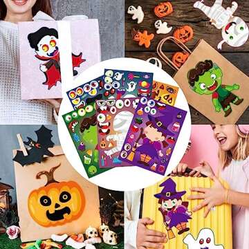 30Pcs Halloween Stickers Party Favors for Kids Toddlers ，Make a Face Stickers Self Adhesive DIY Stickers for Classroom Treats Party Game Treats Goody Bag Filler Stickers (Halloween A)