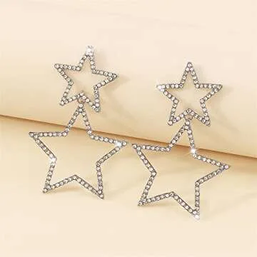 Dainty Diamond Star Earrings Lightweight Hypoallergenic Stylish