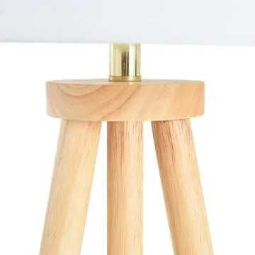 Creative Co-Op Wood Floor Lamp with Linen Shade