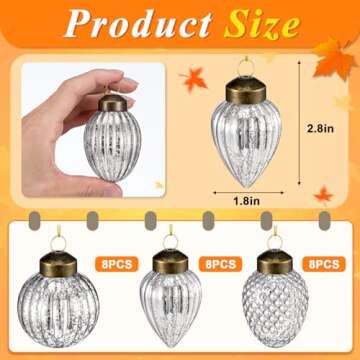 Deekin 24 Mini Glass Fall Tree Ornaments Set Thanksgiving Ornaments Assorted Mini Hanging Glass Ball...