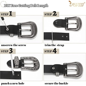 JASGOOD Women's Leather Vintage Western Design Belt