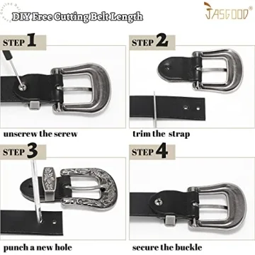 JASGOOD Women's Leather Vintage Western Design Belt