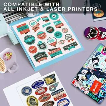 JANDJPACKAGING Printable Vinyl for Inkjet & Laser Printer - 30 Pack Printable Vinyl Sticker Paper Glossy White - Standard Letter Size 8.5"x11"