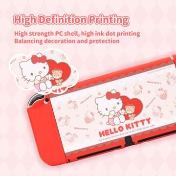 Kuitmor Protective Shell for Switch OLED,Slim Cover Case Compatible with Switch OLED,Anti-Scratch and Shock-Absorption Design Joy Con Cover Skins - HLK (for Switch OLED)