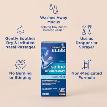 Mommy's Bliss Saline Drops/Spray, Nasal Relief for Newborns & Up, 1 Fl Oz