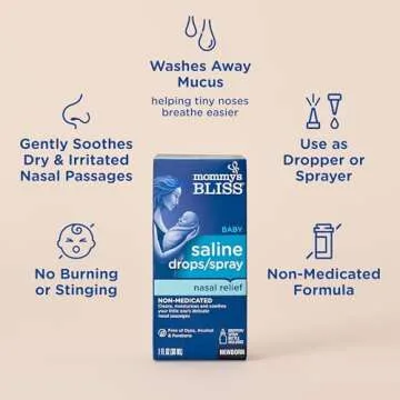 Mommy's Bliss Saline Drops/Spray, Nasal Relief for Newborns & Up, 1 Fl Oz