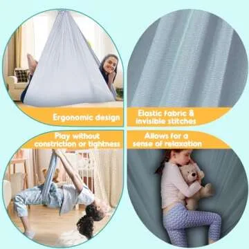 Chihee Sensory Swing Therapy Swing Hammock Indoor Outdoor for Kids, Hardware Included, Soft Breathable Nylon Cuddle Swing Joy Hammock for Child Adult with Autism, ADHD, Aspergers, Sensory Integration