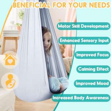 Chihee Sensory Swing Therapy Swing Hammock Indoor Outdoor for Kids, Hardware Included, Soft Breathable Nylon Cuddle Swing Joy Hammock for Child Adult with Autism, ADHD, Aspergers, Sensory Integration