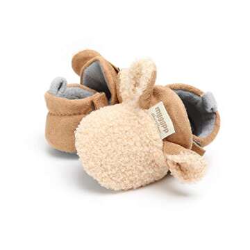 Sakuracan Infant Baby Boys Girls Slippers Non Slips Bottom Winter Booties Stay On Newborn Crib House Shoes(3-6 Months Infant, A-Khaki)