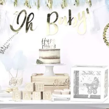 WNINK 50 Pcs Diaper Raffle Tickets with Box for Baby Shower, Diaper Raffle Card Gender Reveal Diaper Raffle Card Box for Baby Shower Games Diaper Raffle Box Party Decorations Table Centerpiece (White)