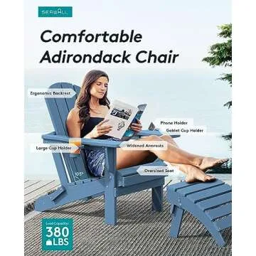 SERWALL Folding Adirondack Chair Set - Stylish and Durable