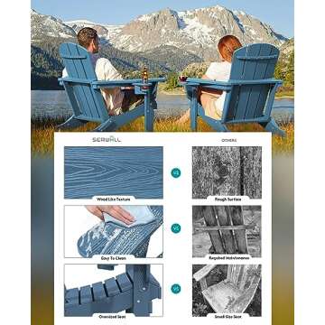 SERWALL Folding Adirondack Chair Set - Stylish and Durable