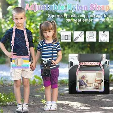 BRAECN iPad Case 9th 8th Generation 10.2 Inch 2021 2020, Heavy Duty Kids Case with Pencil Holder Screen Protector Pencil Cap Holder Hand Strap Carrying Strap for iPad 7th Gen 10.2 2019 -Colorful Pink