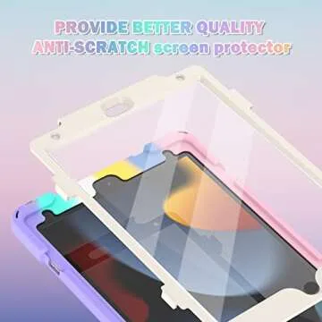 BRAECN iPad Case 9th 8th Generation 10.2 Inch 2021 2020, Heavy Duty Kids Case with Pencil Holder Screen Protector Pencil Cap Holder Hand Strap Carrying Strap for iPad 7th Gen 10.2 2019 -Colorful Pink