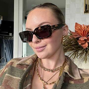 DIFF Indy Rectangular Designer Sunglasses for Women UV400, Espresso Tortoise + Grey