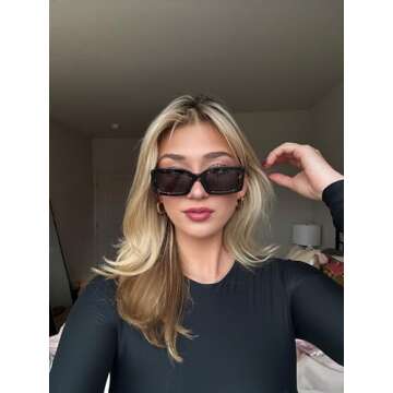 DIFF Indy Rectangular Designer Sunglasses for Women UV400, Espresso Tortoise + Grey