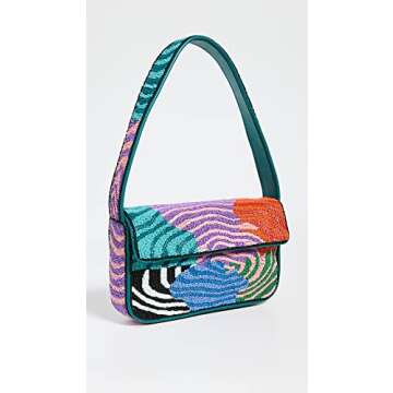 STAUD Women's Tommy Beaded Bag, Acid Swirl, Blue, One Size