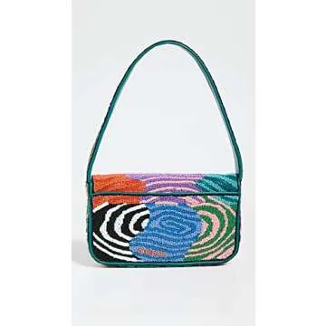 STAUD Women's Tommy Beaded Bag, Acid Swirl, Blue, One Size
