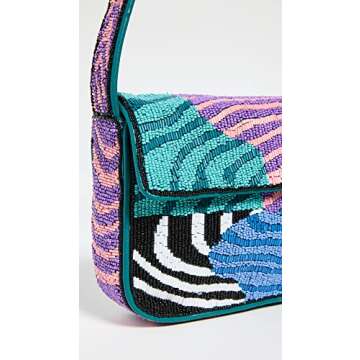 STAUD Women's Tommy Beaded Bag, Acid Swirl, Blue, One Size