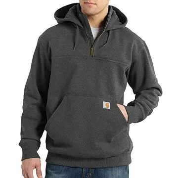 Carhartt Men's Rain Defender Loose Fit Heavyweight Quarter-Zip Hoodie - Comfort Meets Style in Carbo...