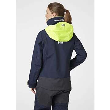 Helly-Hansen Pier 3.0 Waterproof Jackets for Women Featuring Windproof Sailing Fabric and Packable Neon Yellow Hood, 597 Blue - Small