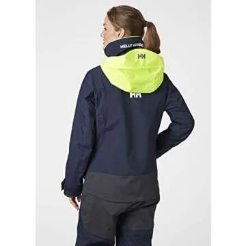 Helly-Hansen Pier 3.0 Waterproof Jackets for Women Featuring Windproof Sailing Fabric and Packable Neon Yellow Hood, 597 Blue - Small