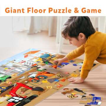 Skillmatics Floor Puzzle & Game - Piece & Play Construction Site, Jigsaw & Toddler Puzzles, Educatio...