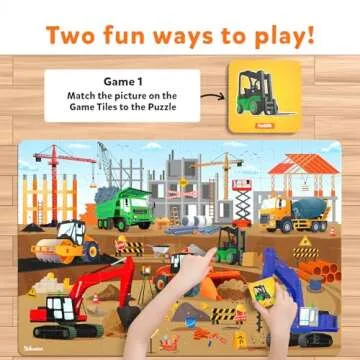Skillmatics Floor Puzzle & Game - Piece & Play Construction Site, Jigsaw & Toddler Puzzles, Educational Toy, Gifts for Boys & Girls Ages 3, 4, 5, 6, 7 (48 Pieces, 2 x 3 feet)