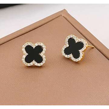 Four Leaf Clover Necklace and Earring Set for Women