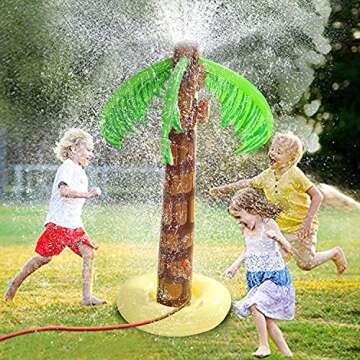 Inflatable Palm Tree Sprinkler, 61” Lawn Sprinkler for Kids, Outdoor Sprinkler Water Toys for Kids Seasonal Merriment