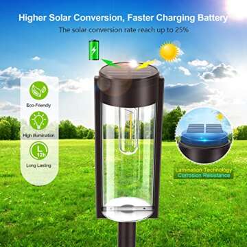 LETMY Solar Pathway Lights Outdoor, New Upgraded 6 Pack Solar Outdoor Lights, IP65 Waterproof Auto On/Off Solar Garden Lights Solar Powered Landscape Path Lights for Yard Lawn Patio Walkway