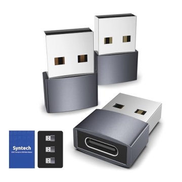 Syntech USB C Female to USB Male Adapter Pack of 3 [Travel Must Haves, Aluminum] USB C to USB Adapte...