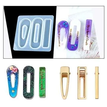 Bskifnn 60PCS Hair Clips for Silicone Resin Molds, DIY Hair Bow Clips Pearl Hairpin Hair Accessories for Girls and Women (Golden)