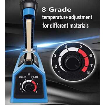 Impulse Heat Sealer 8 inch Impulse Bag Sealer Poly Bag Sealing Machine Heat Sealing Machine with Replacement Kit for Plastic Bags PE PP Bags