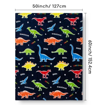 Glow in The Dark Dinosaur Blanket for Kids 50x60