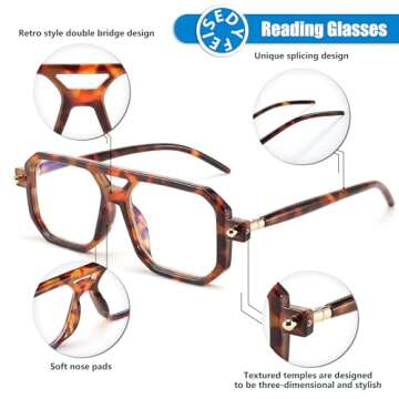 FEISEDY Vintage Blue Light Blocking Reading Glasses